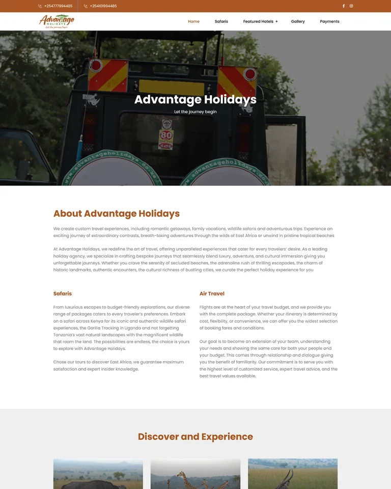 Advantage Holidays Website